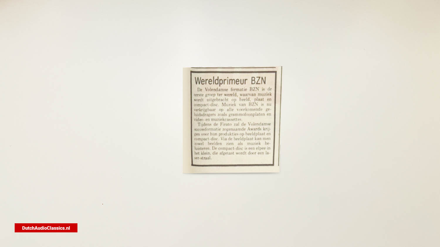 newspaper article World premiere BZN