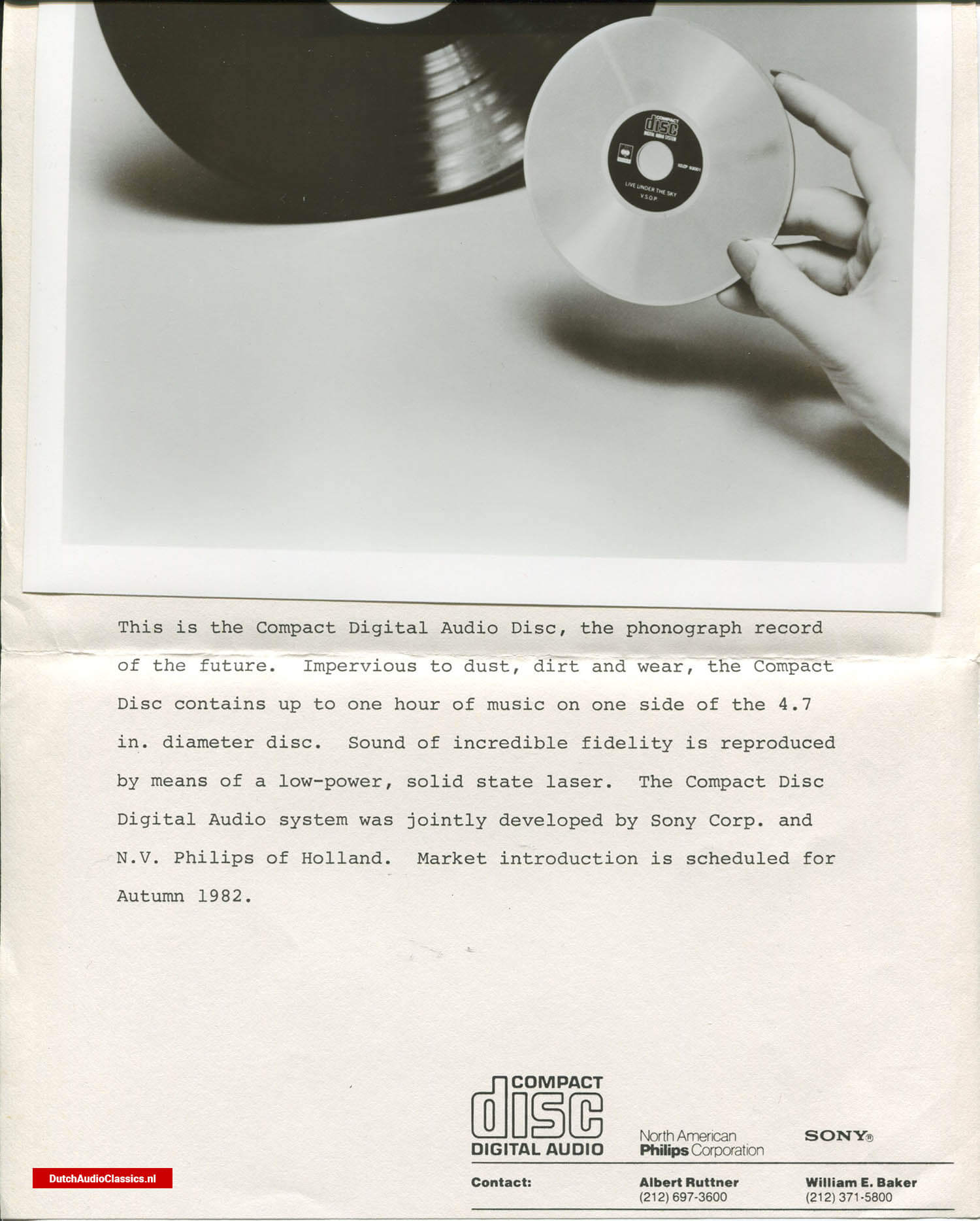 Philips/Sony press kit 27 May 1981 New York