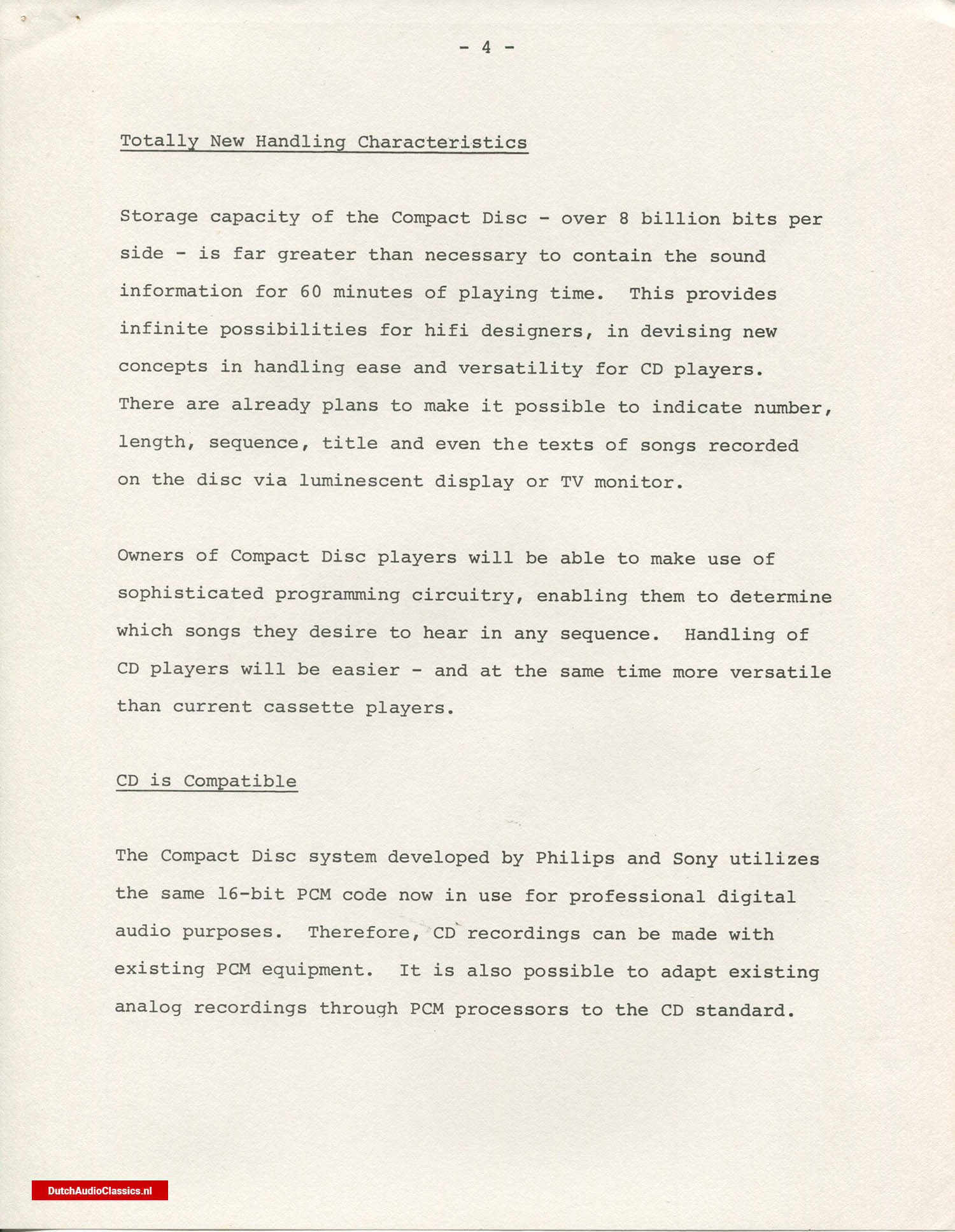 Philips/Sony press kit 27 May 1981 New York