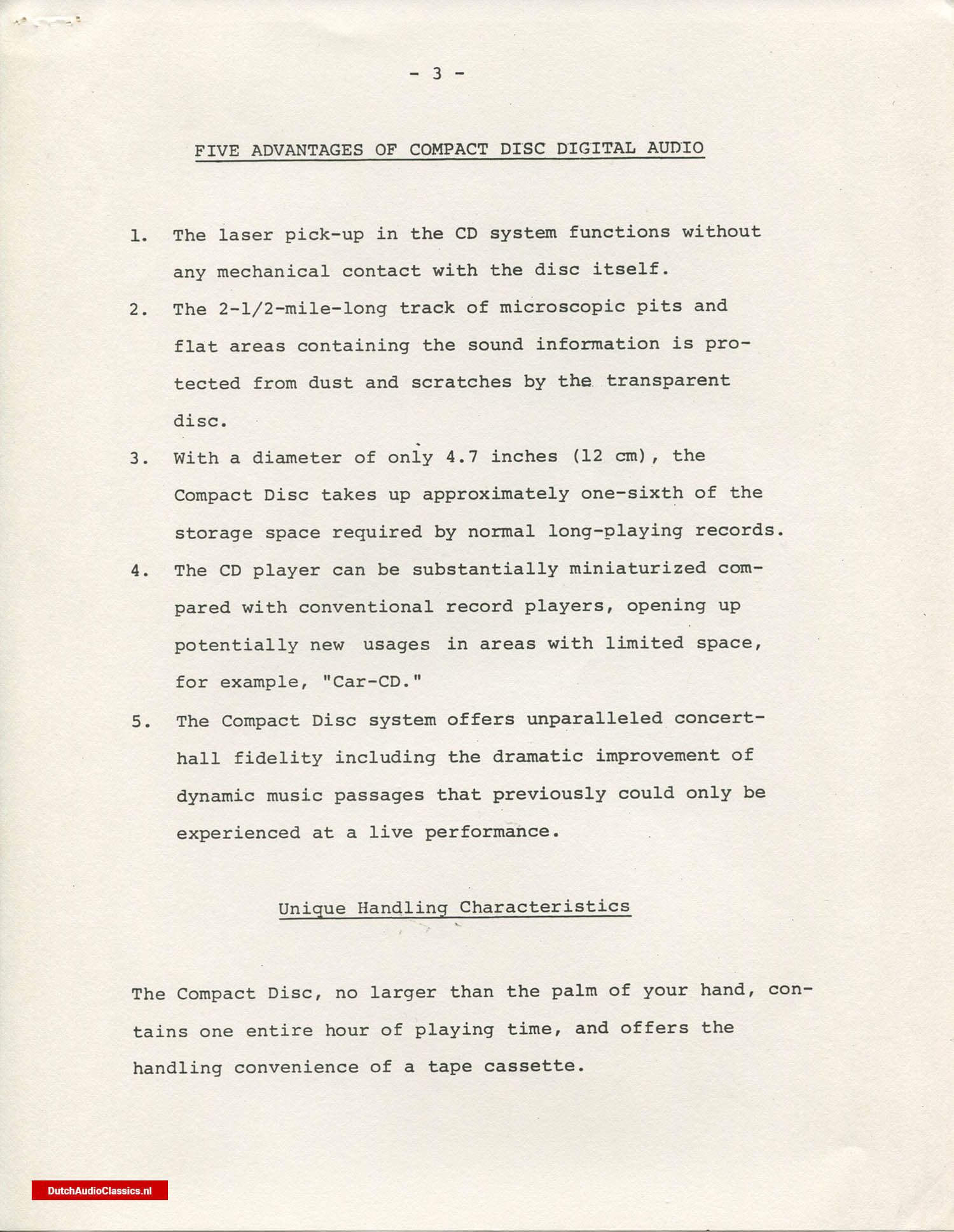 Philips/Sony press kit 27 May 1981 New York