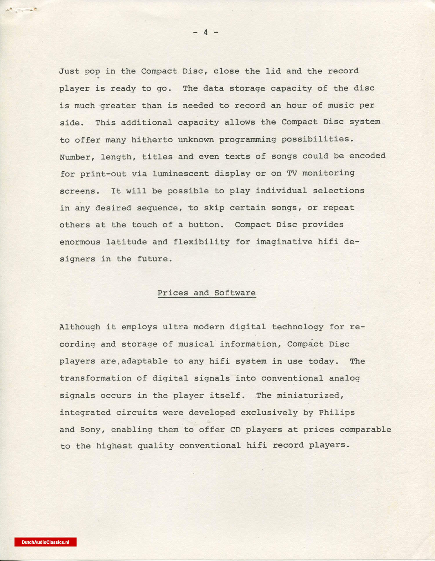 Philips/Sony press kit 27 May 1981 New York