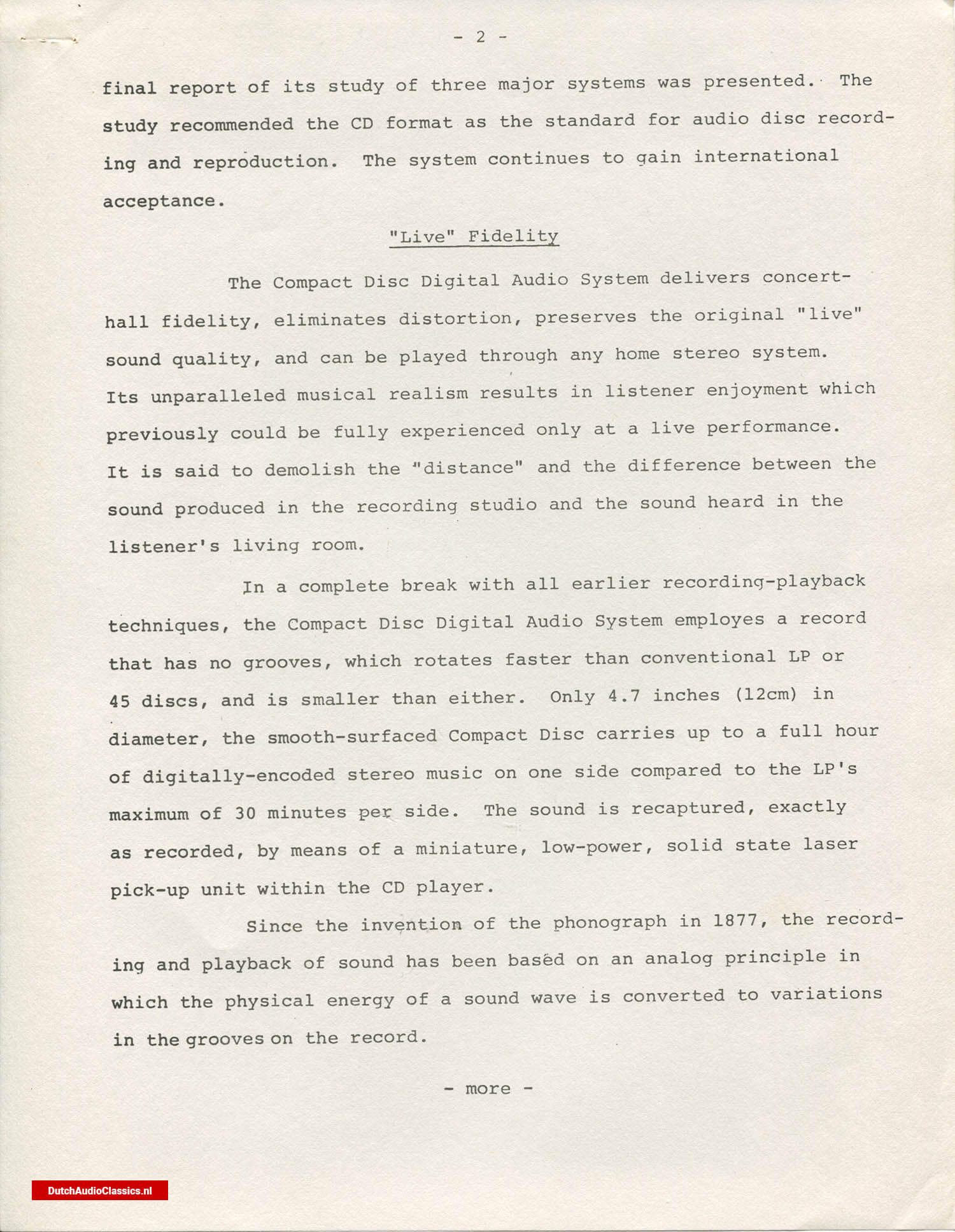 Philips/Sony press kit 27 May 1981 New York