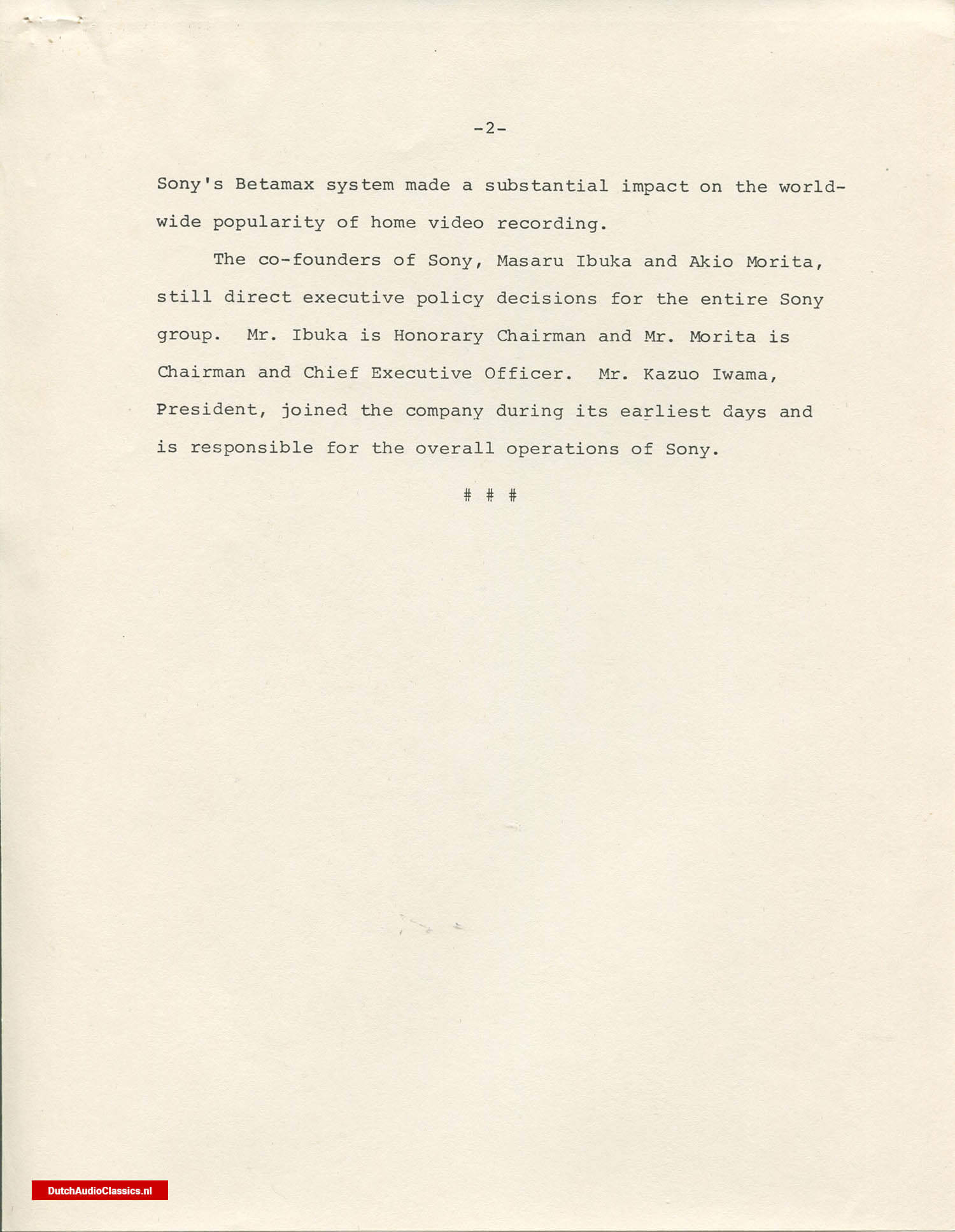 Philips/Sony press kit 27 May 1981 New York