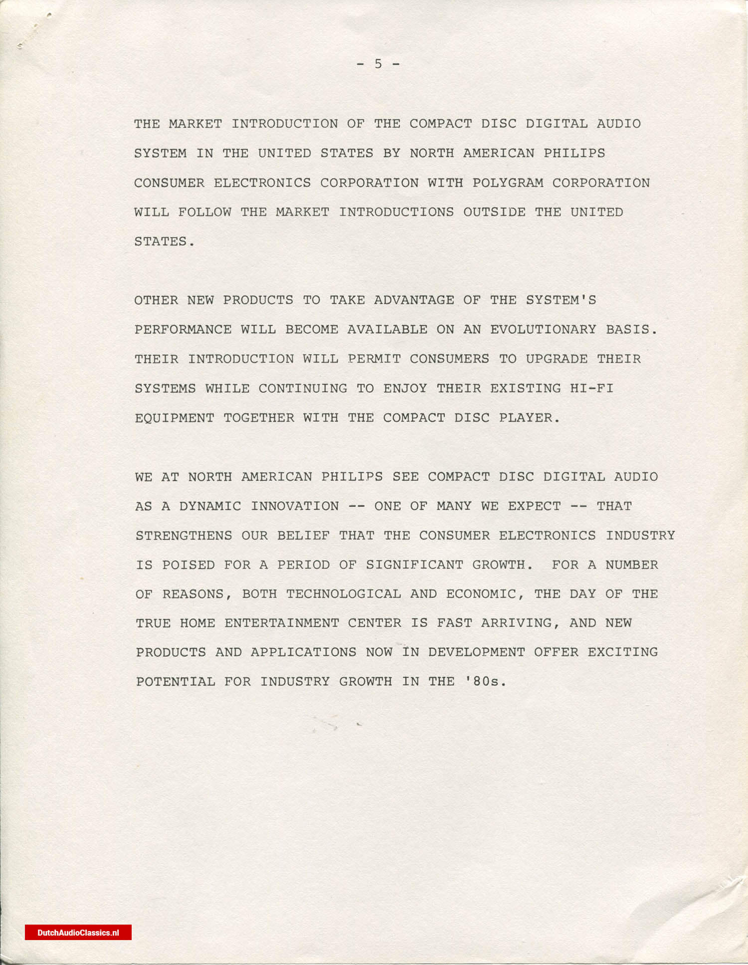 Philips/Sony press kit 27 May 1981 New York