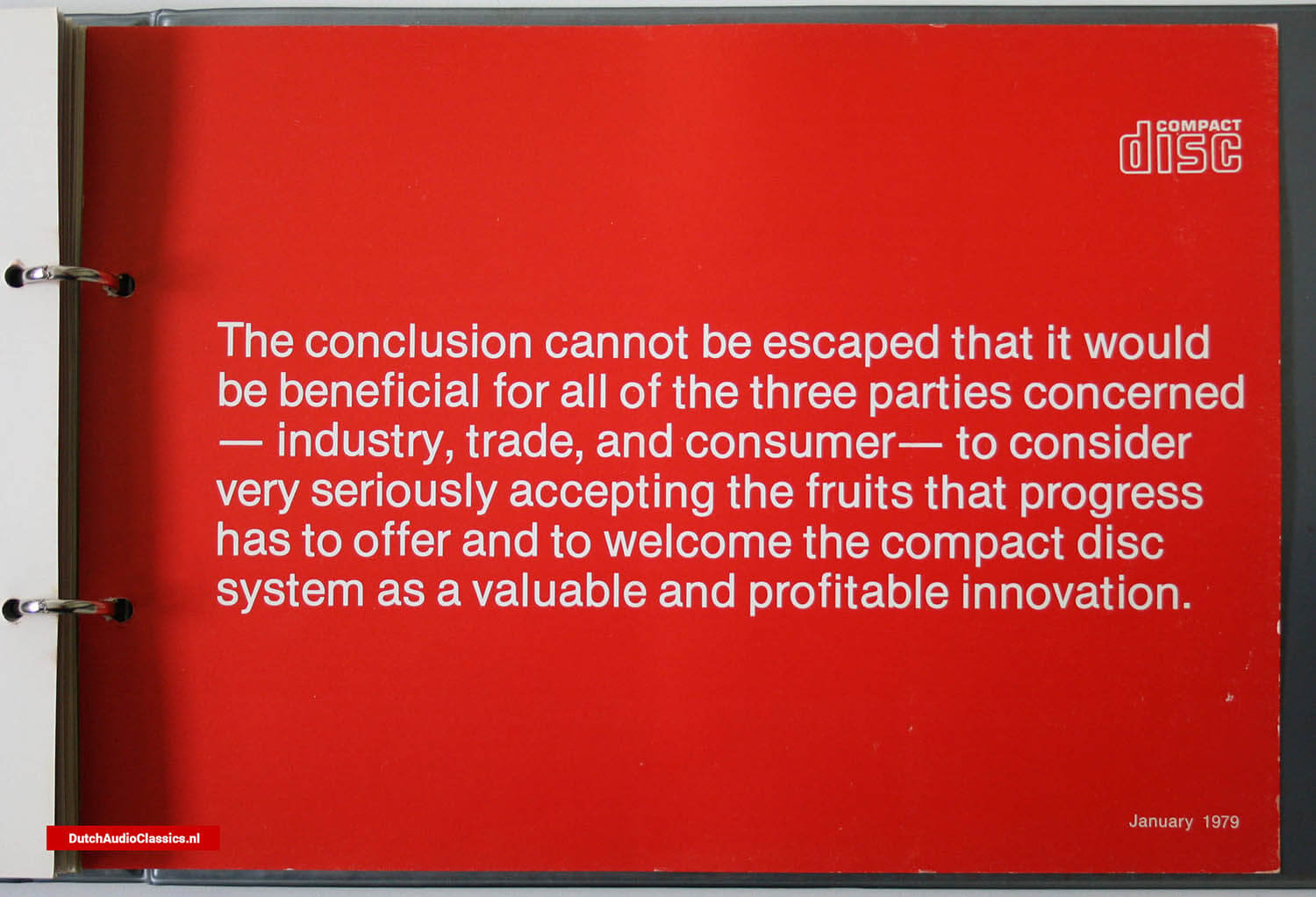 Philips Compact Disc System folder 1979