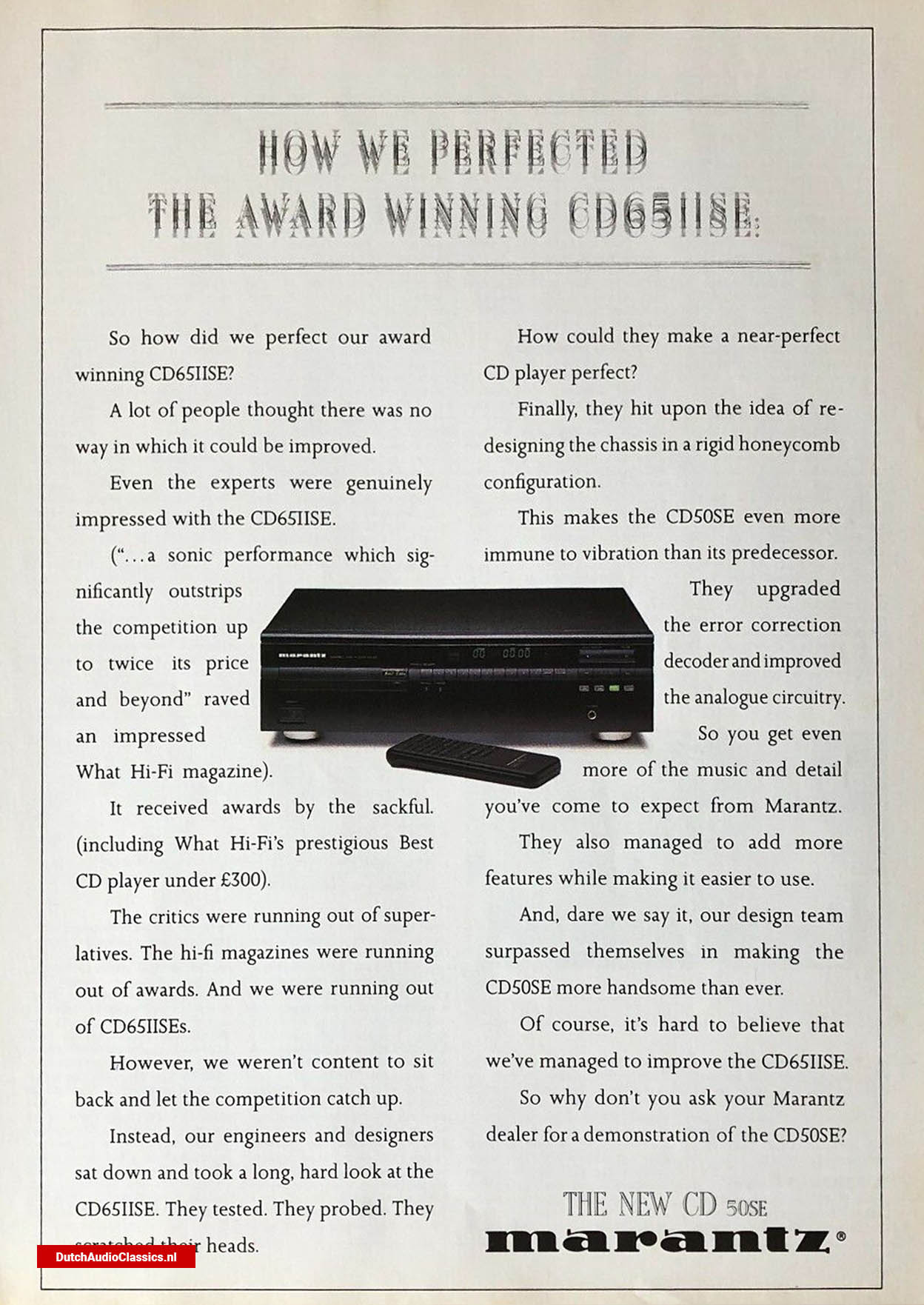 Marantz CD50 SE advertisement November 1989