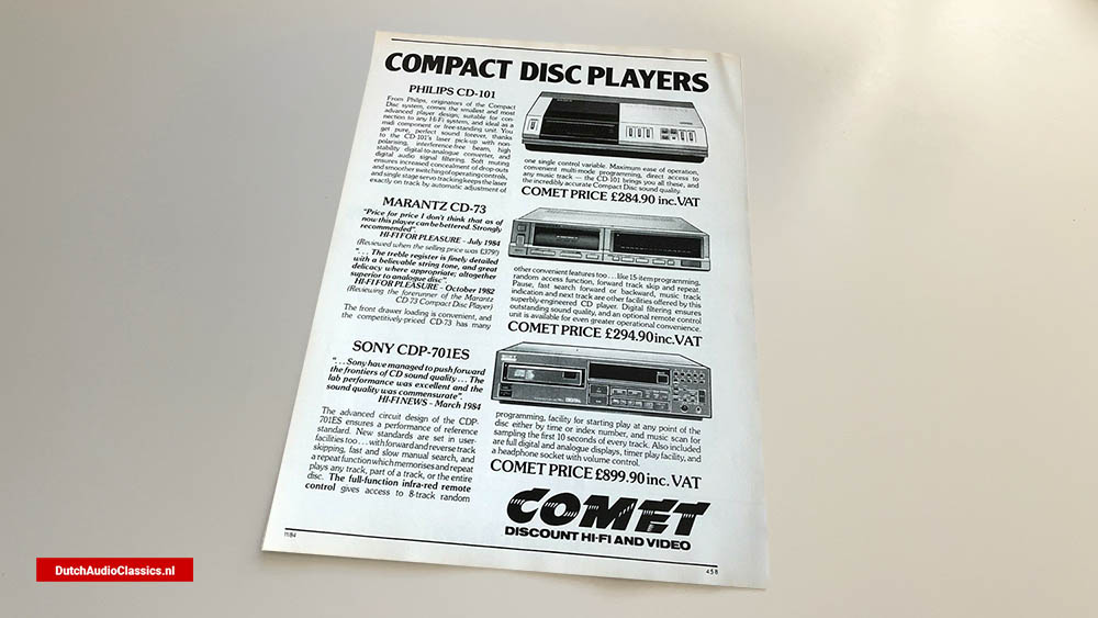 Marantz CD73 advertisement November 1984