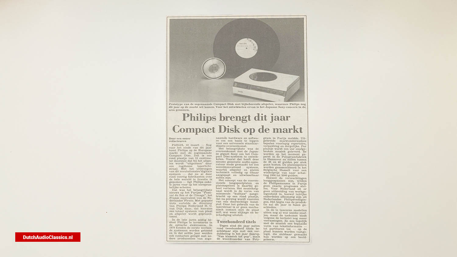 newspaper article Philips releases compact disc this year