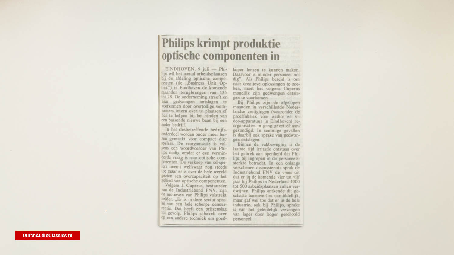 Philips cuts production of optical components