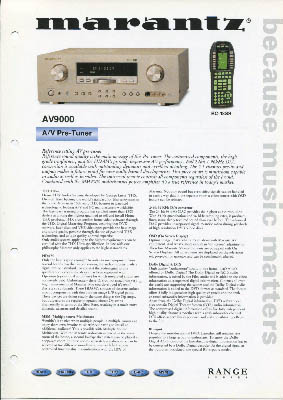Marantz AV9000 Receiver product information 2001 English PDF - Marantz
