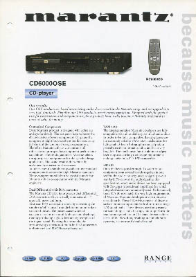 Marantz CD6000 OSE cdplayer 2001 product information English PDF - Marantz