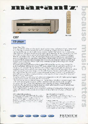 Marantz CD7 cdplayer 2001 product information English PDF - Marantz