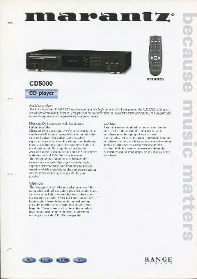 Marantz CD5000 cdplayer 2001 product information English PDF - Marantz