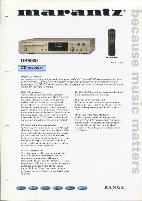 Marantz DR6000 cdrecorder 2001 product information English PDF - Marantz