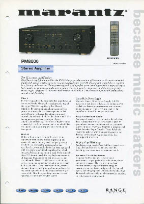 Marantz PM8000 Amplifier 2001 English product information PDF - Marantz