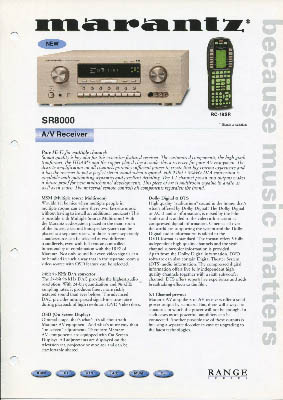 Marantz SR8000 Receiver product information 2001 English PDF - Marantz