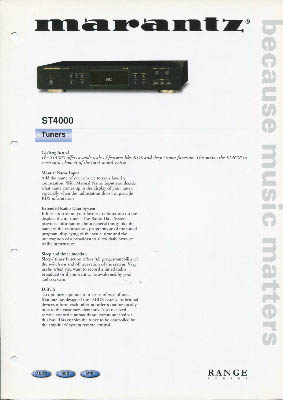 Marantz ST4000 tuner 2001 product information PDF - Marantz