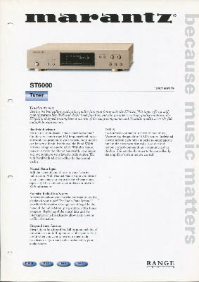 Marantz ST6000 tuner 2001 product information PDF - Marantz