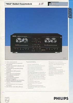 Philips F780 cassettedeck 1988 product information PDF - Philips