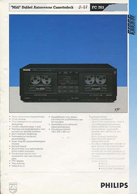 Philips F783 cassettedeck 1988 product information PDF - Philips