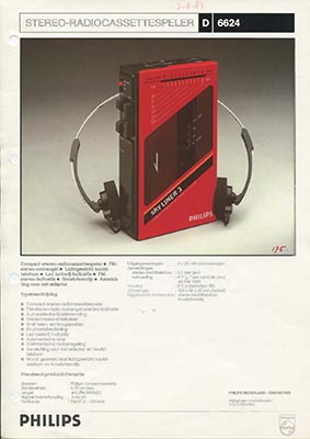 Philips D6624 Portable cassetteplayer 1984 product information PDF - Philips