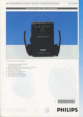 Philips AQ6545 Portable cassetteplayer 1995 product information PDF - Philips
