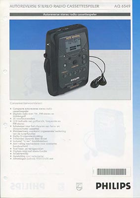 Philips AQ6549 Portable cassetteplayer 1995 product information PDF - Philips