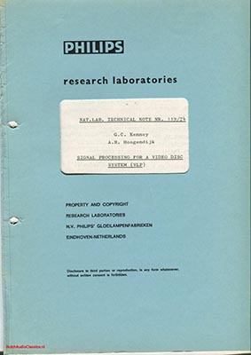 Philips Signal Procession for a Video Disc System VLP 1974 PDF - Philips