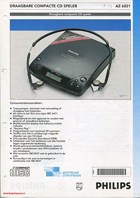 Philips AZ6821 portable cdplayer 1993 Dutch brochure PDF - Philips