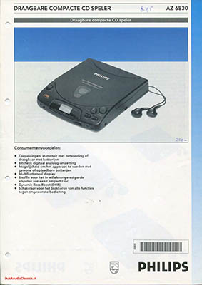 Philips AZ6830 portable cdplayer 1995 Dutch brochure PDF - Philips