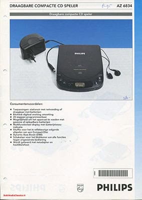 Philips AZ6834 portable cdplayer 1995 Dutch brochure PDF - Philips