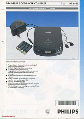 Philips AZ6835 portable cdplayer 1995 Dutch brochure PDF - Philips