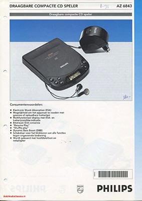Philips AZ6843 portable cdplayer 1994 Dutch brochure PDF - Philips