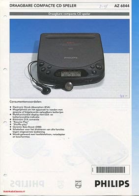 Philips AZ6844 portable cdplayer 1994 Dutch brochure PDF - Philips