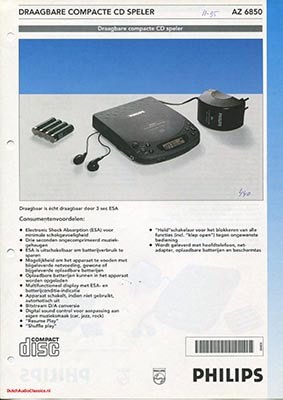 Philips AZ6850 portable cdplayer 1995 Dutch brochure PDF - Philips