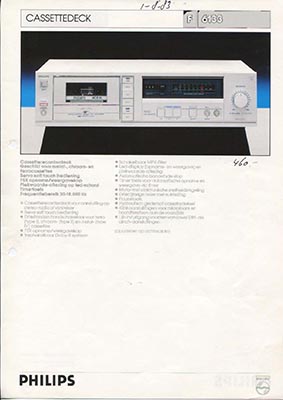 Philips F6133 cassettedeck 1983 product information PDF - Philips