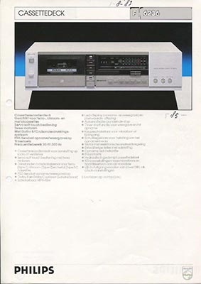 Philips F6236 cassettedeck 1983 product information PDF - Philips