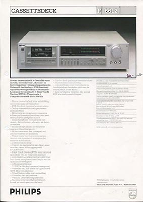 Philips F6612 cassettedeck 1983 product information PDF - Philips
