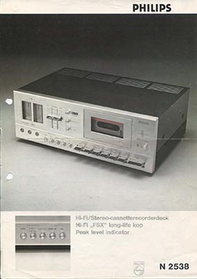 Philips N2538 Cassettedeck 1978 product information PDF - Philips