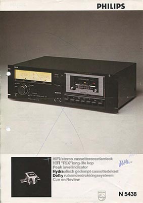 Philips N5438 Cassettedeck 1979 product information PDF - Philips