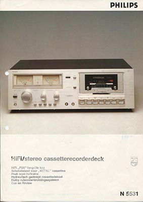 Philips N5531 Cassettedeck 1979 product information PDF - Philips