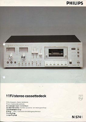 Philips N5741 Cassettedeck 1983 product information PDF - Philips