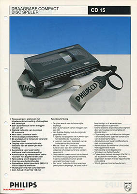 Philips CD15 portable cdplayer 1987 Dutch brochure PDF - Philips