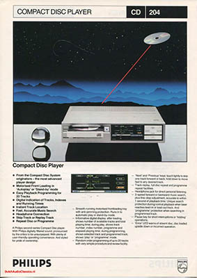 Philips CD204 cdplayer 1984 English product information PDF - Philips