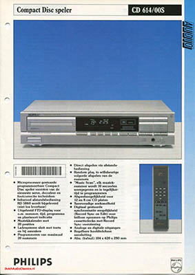 Philips CD614 cdplayer 1990 Dutch product information PDF - Philips