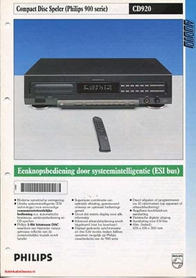 Philips CD920 cdplayer 1992 Dutch product information PDF - Philips
