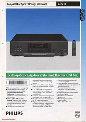 Philips CDPlayer cd930 900 Series 1992 Dutch PDF - Philips