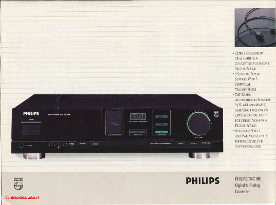 Philips DAC960 d/a converter 1987 English product information PDF - Philips