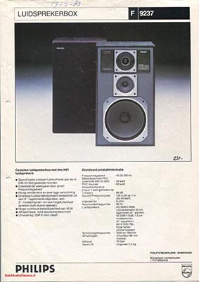 Philips F9237 Speaker product information 1983 Dutch PDF - Philips