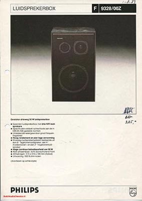 Philips F9328 Speaker product information 1983 Dutch PDF - Philips